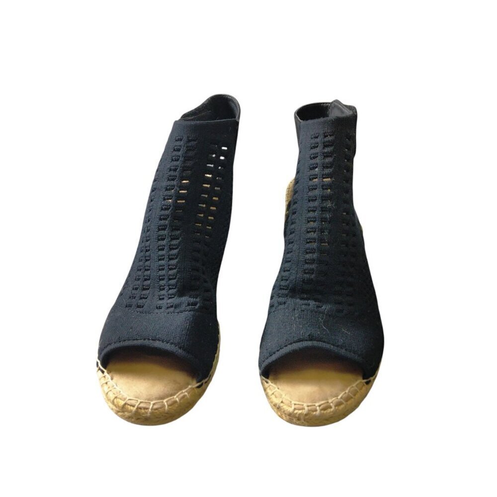 Steven By Steve Madden Women's Size 8 Evers Espadrille Black Mesh Stretch Wedge